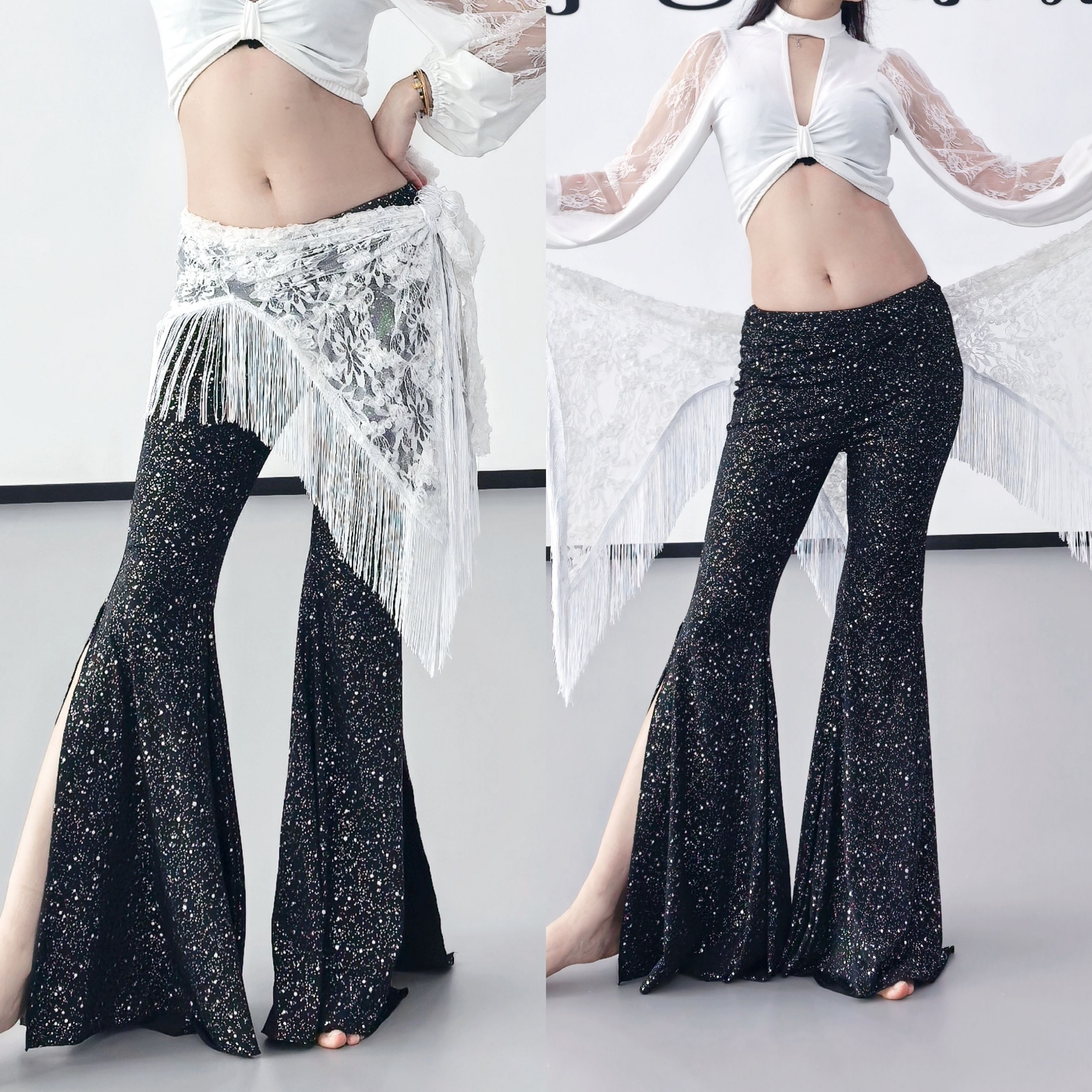 肚皮舞练功裤插片大摆裤中东大码