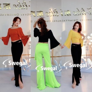 swegal肚皮舞练功服百搭莫代尔蝙蝠袖 遮肉显瘦三色 上衣加练习裤