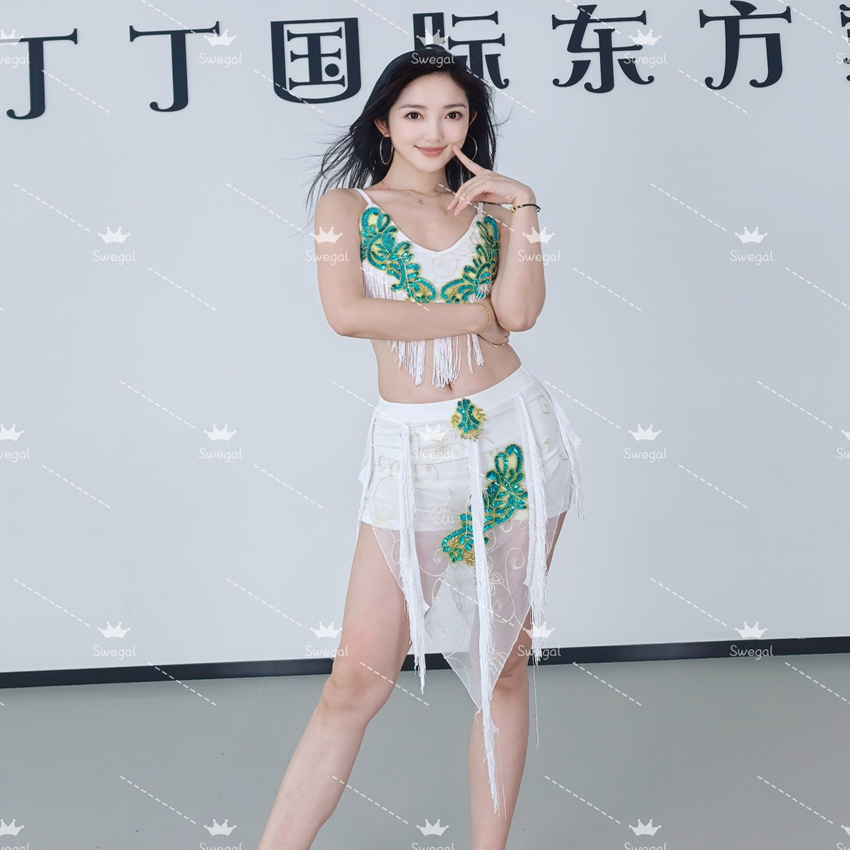 swegal肚皮舞练功服套装舞流苏