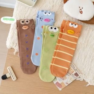 春夏袜子女丑萌可爱比奇堡小丑鱼中筒袜ins卡通日系学院风堆堆袜