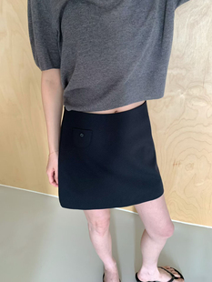 韩系灰色半身裙女2026春夏高腰显瘦A字短裙百搭通勤西装 半裙7877