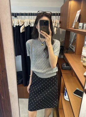 韩系波点半身裙女2026春夏高腰显瘦A字短裙百搭通勤西装半裙K8329