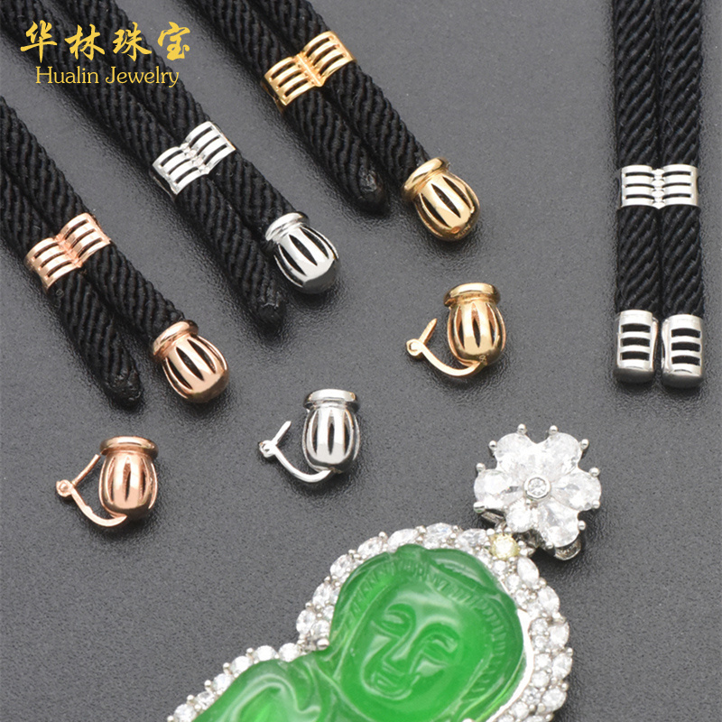 18K金可拆卸尾帽翡翠高货绳配件
