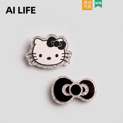 AI LIFE 甜酷猫咪洞洞鞋配饰鞋花卡通diy装饰品扣适配Cross/Crocs