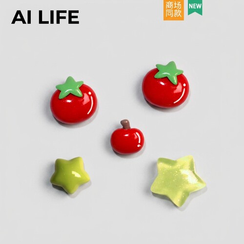 AI LIFE 番茄苹果洞洞鞋配饰鞋花卡通diy装饰品扣适配Cross/Crocs