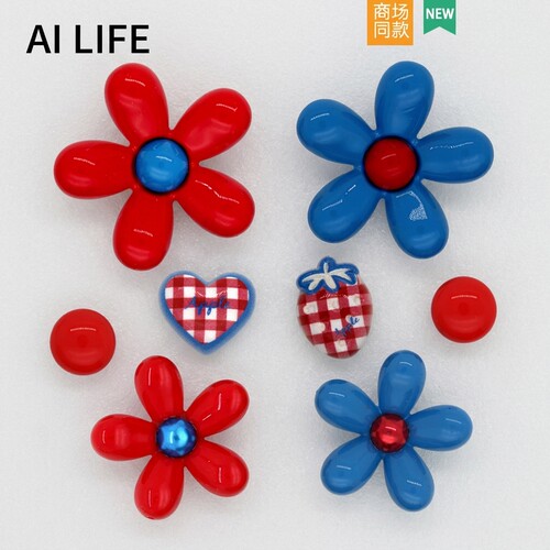 AI LIFE 多巴胺花朵洞洞鞋配饰鞋花卡通diy装品扣适配Cross/Crocs