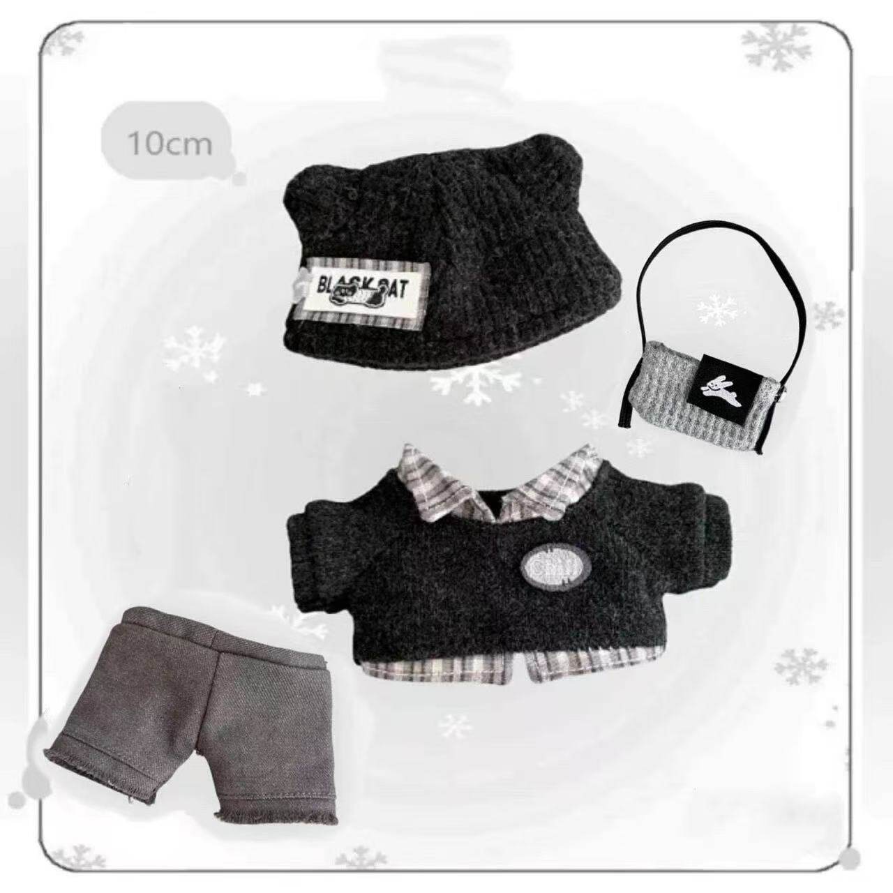 thumbnail for 10cm 20cm doll clothes casual cool set, normal body starfish style cotton baby clothes cool cool clothes replacement set, cheap