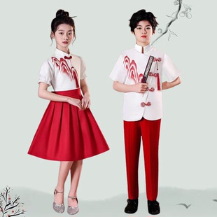 六一儿童小学生女童中国风合唱红色爱国主题演讲朗诵比赛演出服装