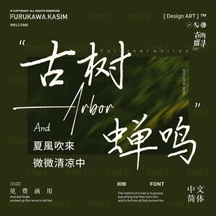 2款可商用中文手写文艺术签名钢笔端正黑体字体安装包ps设计素材