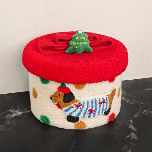 新年礼物盒卡通腊肠狗