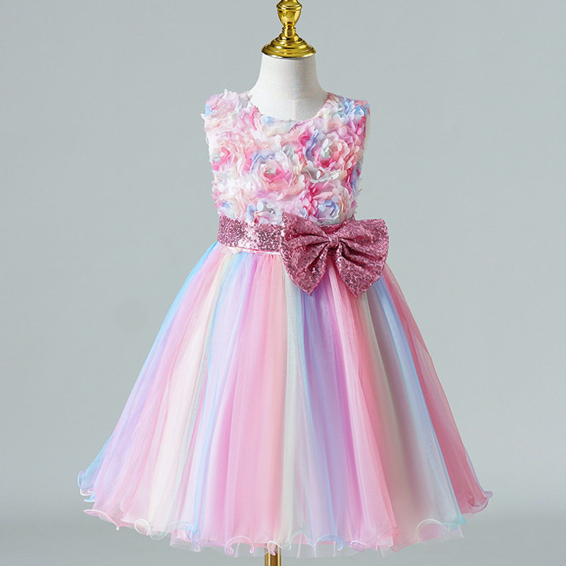 女童网纱花朵公主礼服显仙百搭