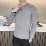2025秋冬新款纯色圆领针织衫韩版修身打底长袖毛衣M31#P35，男装T恤，电商C309