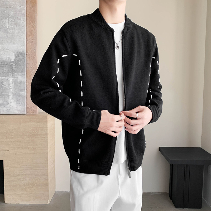 9809#P118秋冬新款毛衣外套男士高品质撞色拉链针织开衫,男装针织衫/毛衣,电商C309