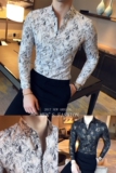 2020_C81P55精品金丝边印花衬衫男士休闲长袖衬衫，男装衬衫，电商C309