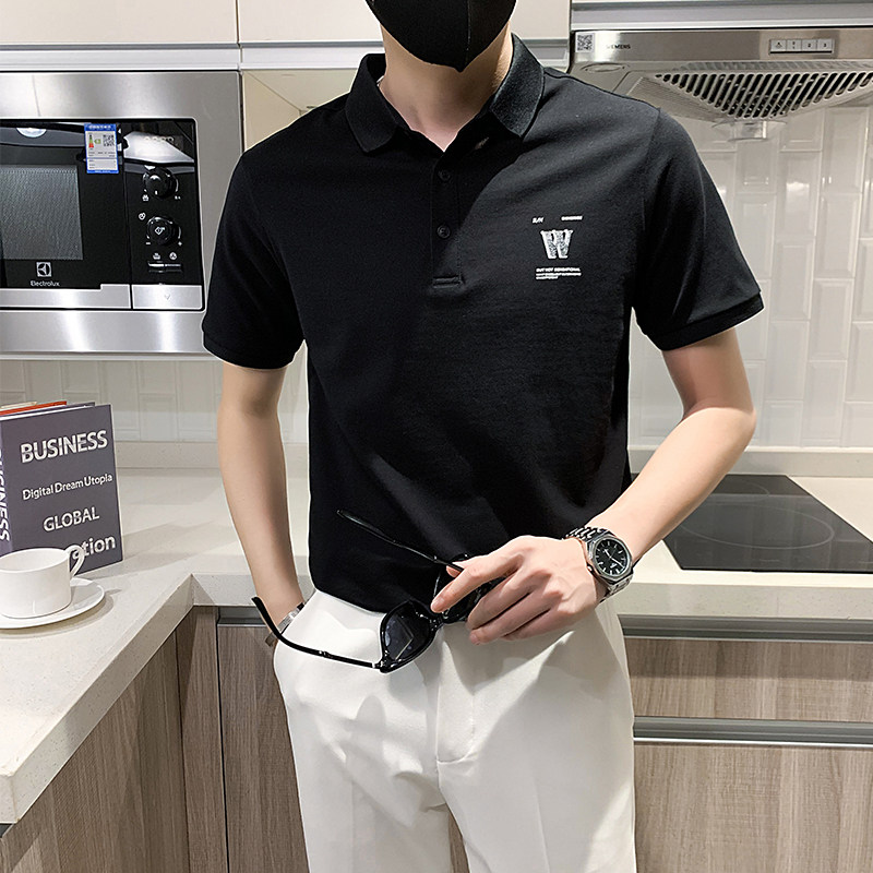 2025夏新款 男士休闲polo衫翻领短袖T恤简约字母潮95005_P58控78图片