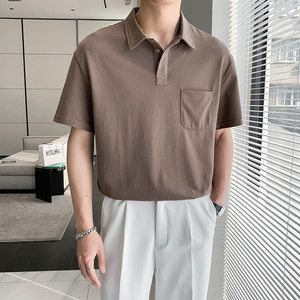 9801#夏新款 雅痞polo衫短袖男轻熟高级感纯色半袖翻领T恤潮P58图片