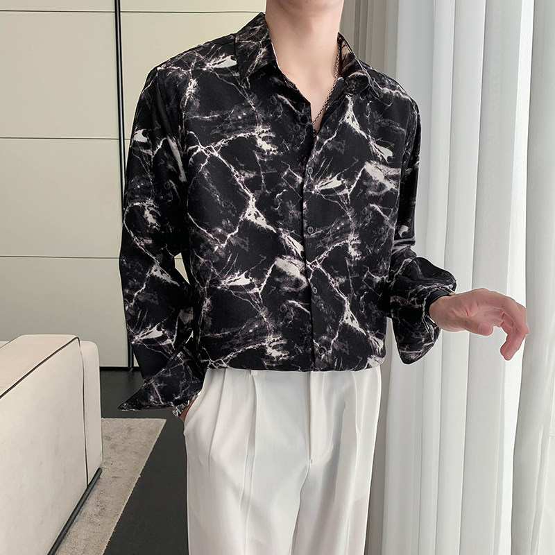 春秋款轻熟韩风潮流男士长袖休闲宽松衬衫C812#P55,男装衬衫,电商C309