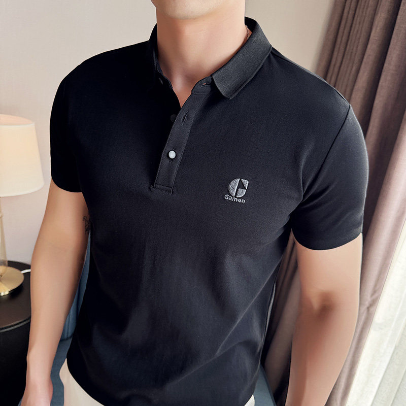 春夏新款翻领polo衫男纯色字母男士简约休闲短袖T恤衫9822/P48,男装T恤,电商C309
