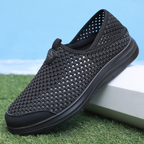 夏季男网鞋老北京布鞋镂空透气网眼厚底男士轻便一脚蹬男鞋休闲鞋