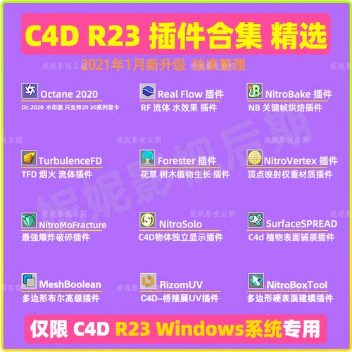 C4D R23插件合集TurbulenceFD RealFlow Octana插件 仅限win专用