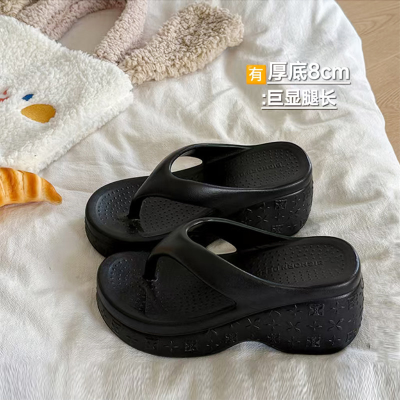日本进口增高8cm厚底人字拖女夏