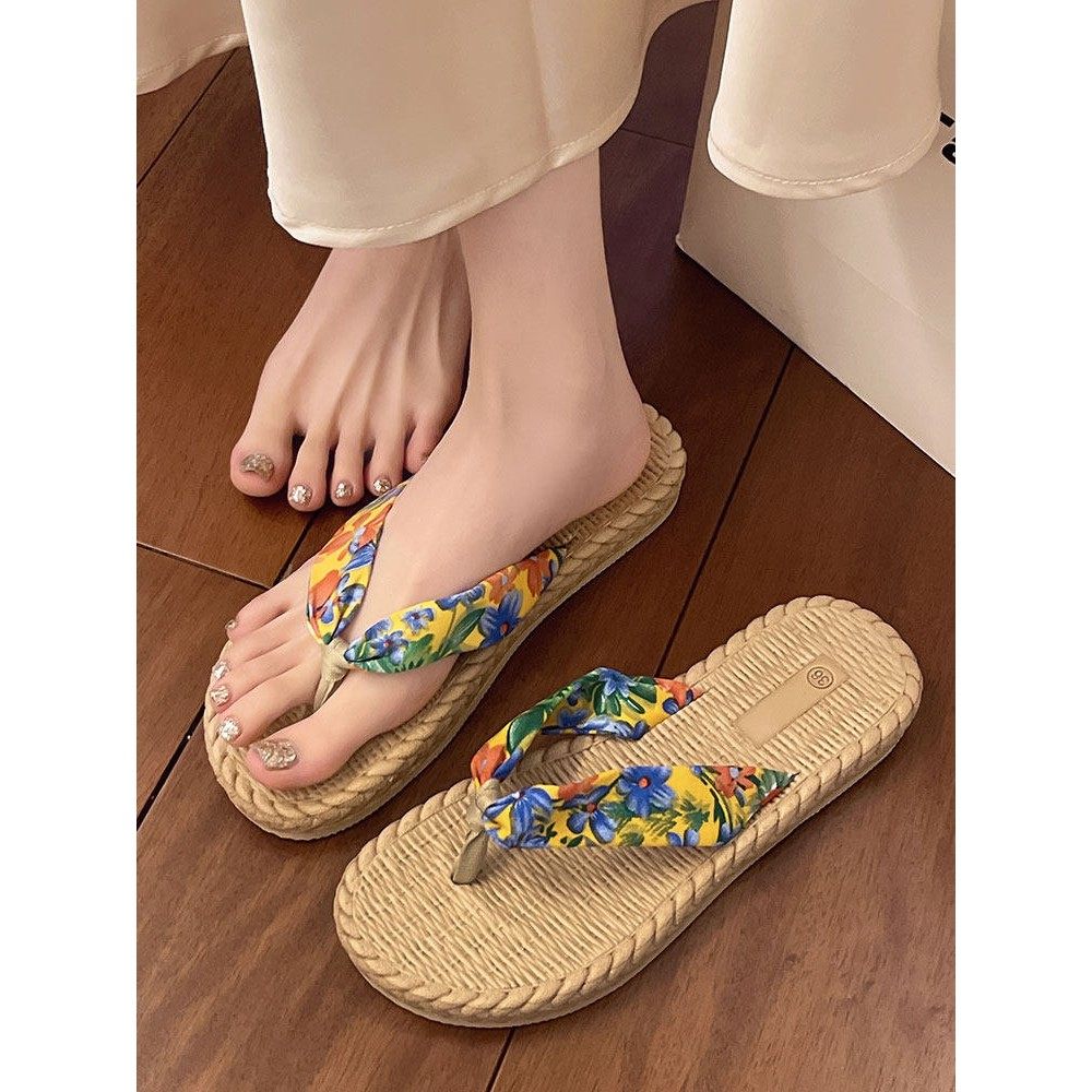 日本进口MUJIΕ时尚花朵人字拖女夏季波西米亚风沙滩度假防滑外穿,居家布艺,居家凉拖/凉鞋,淘宝优惠券,粉丝福利购,淘宝优惠卷