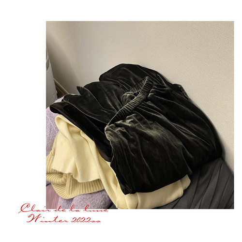 {松石鸢绿}_22冬 质感满分 富有光泽感金丝绒高腰松紧阔腿直筒裤