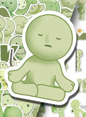 108张SMISKI贴纸绿色小人儿小表情可爱趣味diy手机壳手账装饰贴画