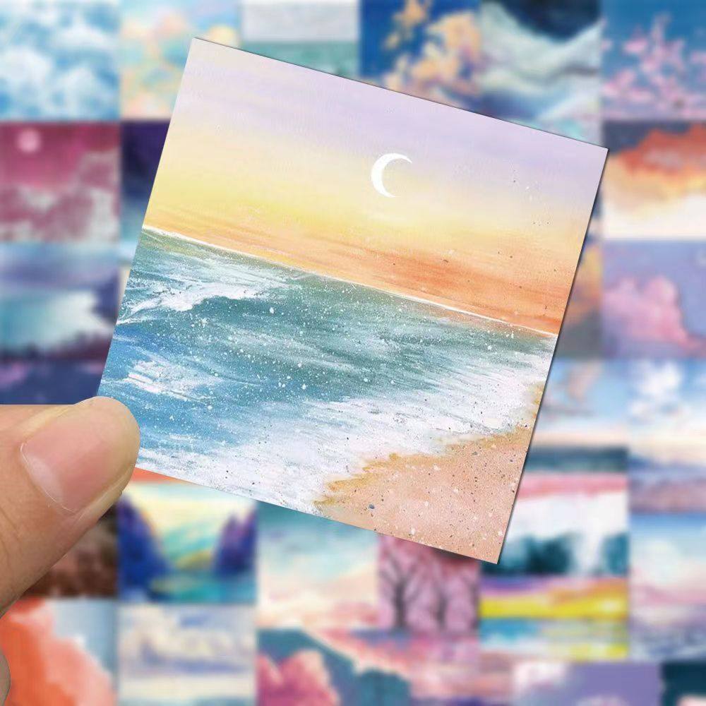 个性高颜值天空海洋油画贴纸