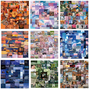 900张小清新风景贴纸合集笔记本电脑水杯手账装 饰无白边防水贴画