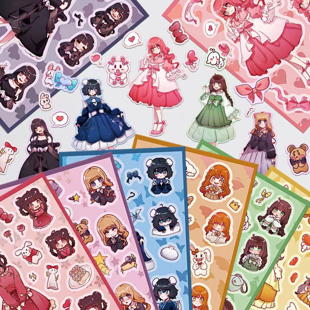 新款16张豆蔻少女可爱少女心卡通拼装贴纸高颜值爆款穿搭防水贴纸