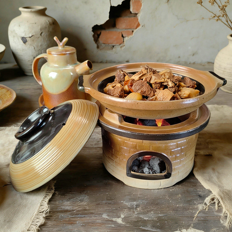 「手工粗陶」枕絮陶灶小煲：粗陶复古老式砂锅/明火养生煲-650mL,厨房/烹饪用具,砂锅/石锅,淘宝优惠券,粉丝福利购,淘宝优惠卷