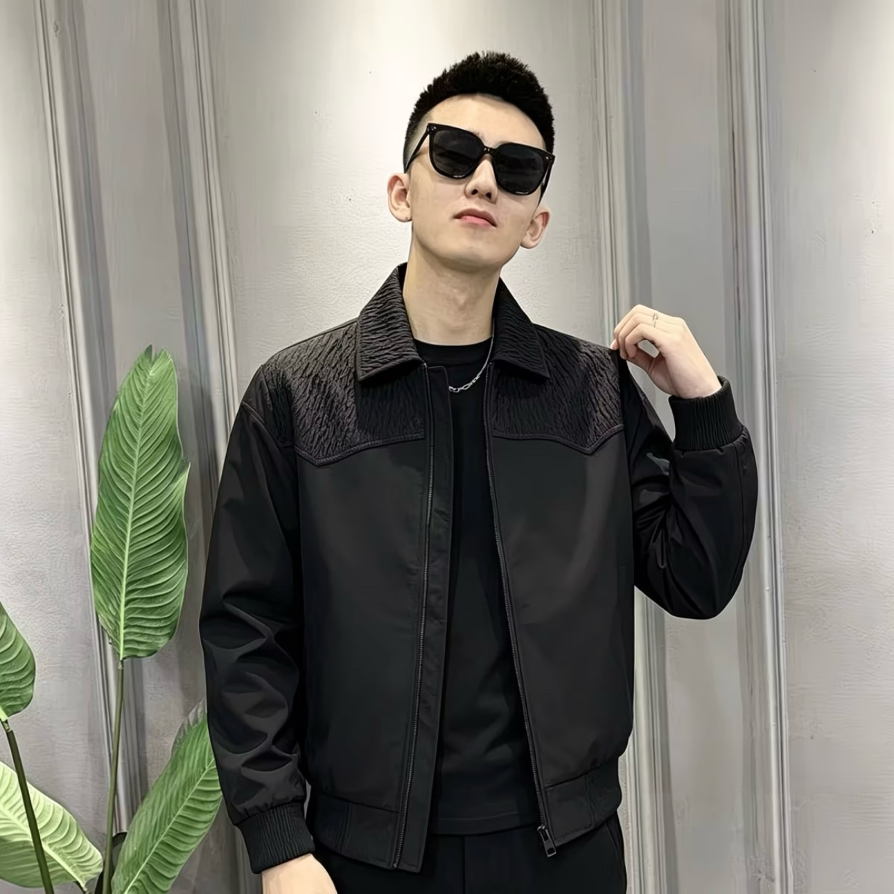 新款气质个性春秋款休闲风男生外套显瘦修身百搭时尚潮流帅气爆款