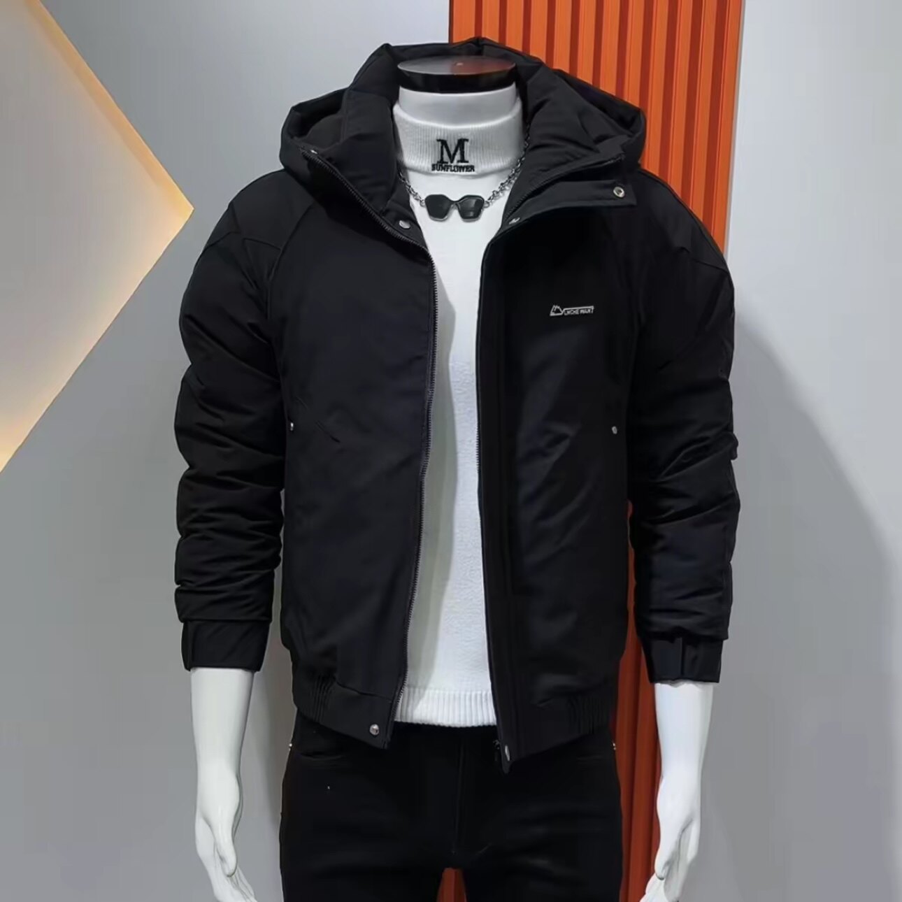 男士连帽修身休闲保暖新款棉服外套气质个性休闲风冬季款时尚加厚