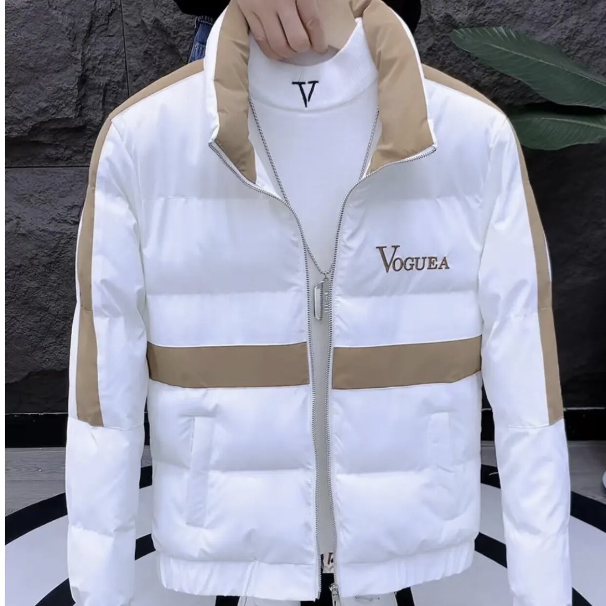 潮流立领撞色棉服男冬季加厚保暖修身短款棉衣外套青年百搭棉服潮