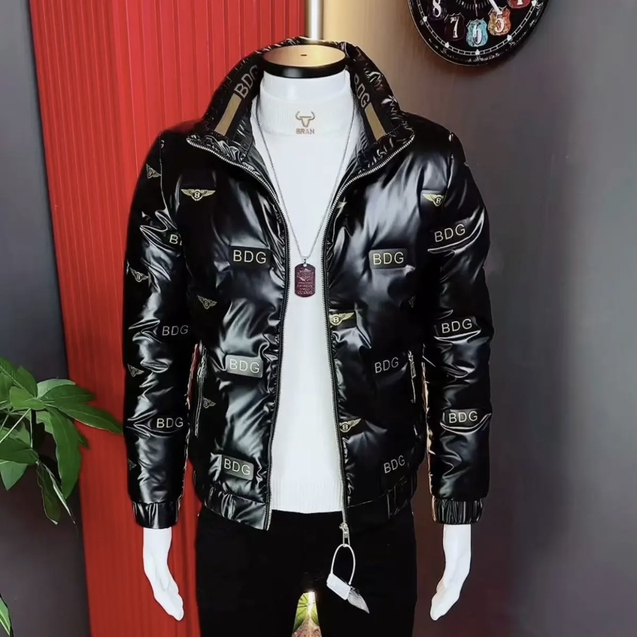 2025新款男士棉服外套秋冬时尚韩版修身拼色高级感立领百搭上衣潮