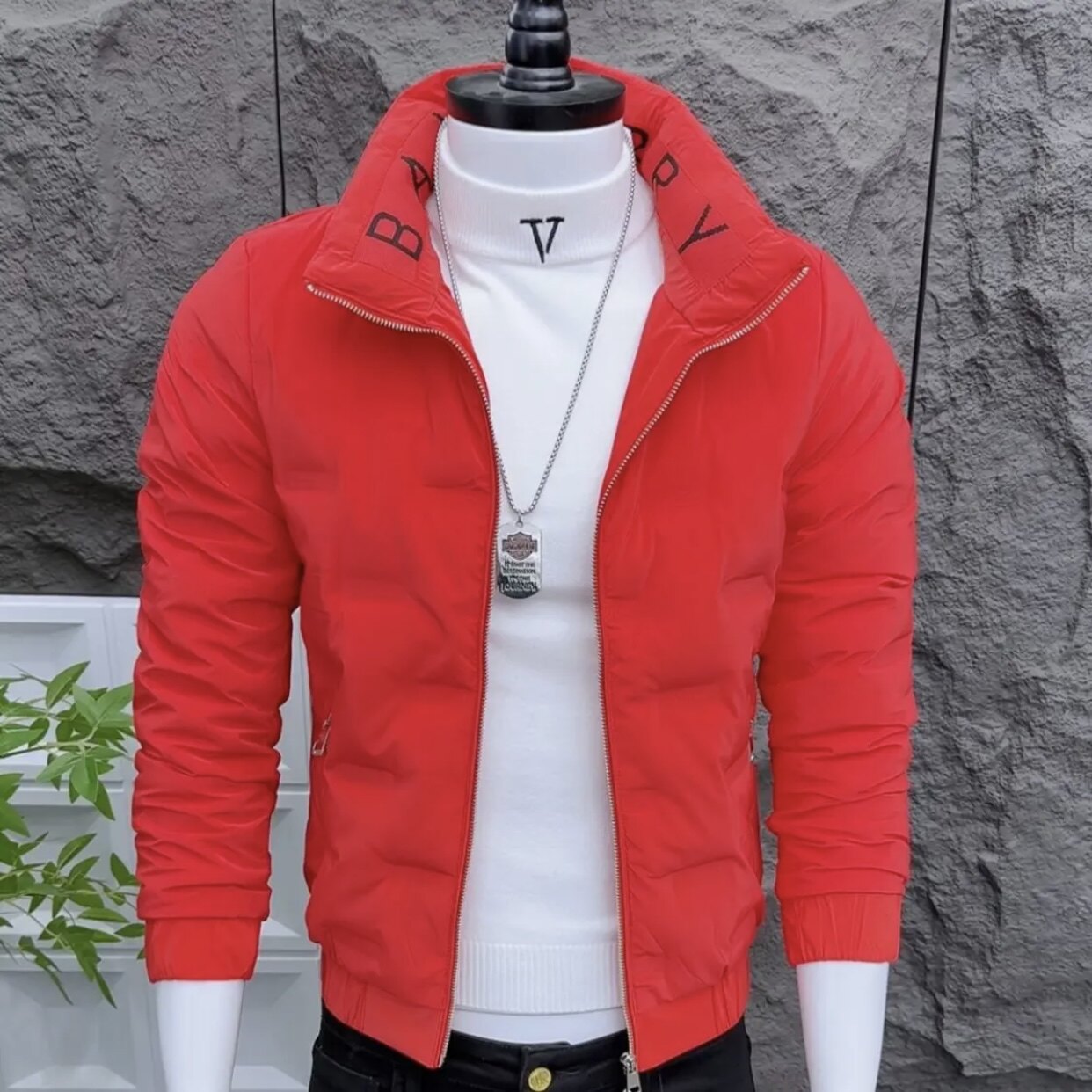 潮流立领棉衣男冬季修身显瘦百搭保暖纯色棉服外套青年时尚新款潮