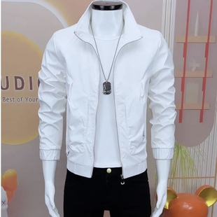 2025新款春秋男士夹克外套时尚韩版修身立领拉链短款休闲百搭上衣