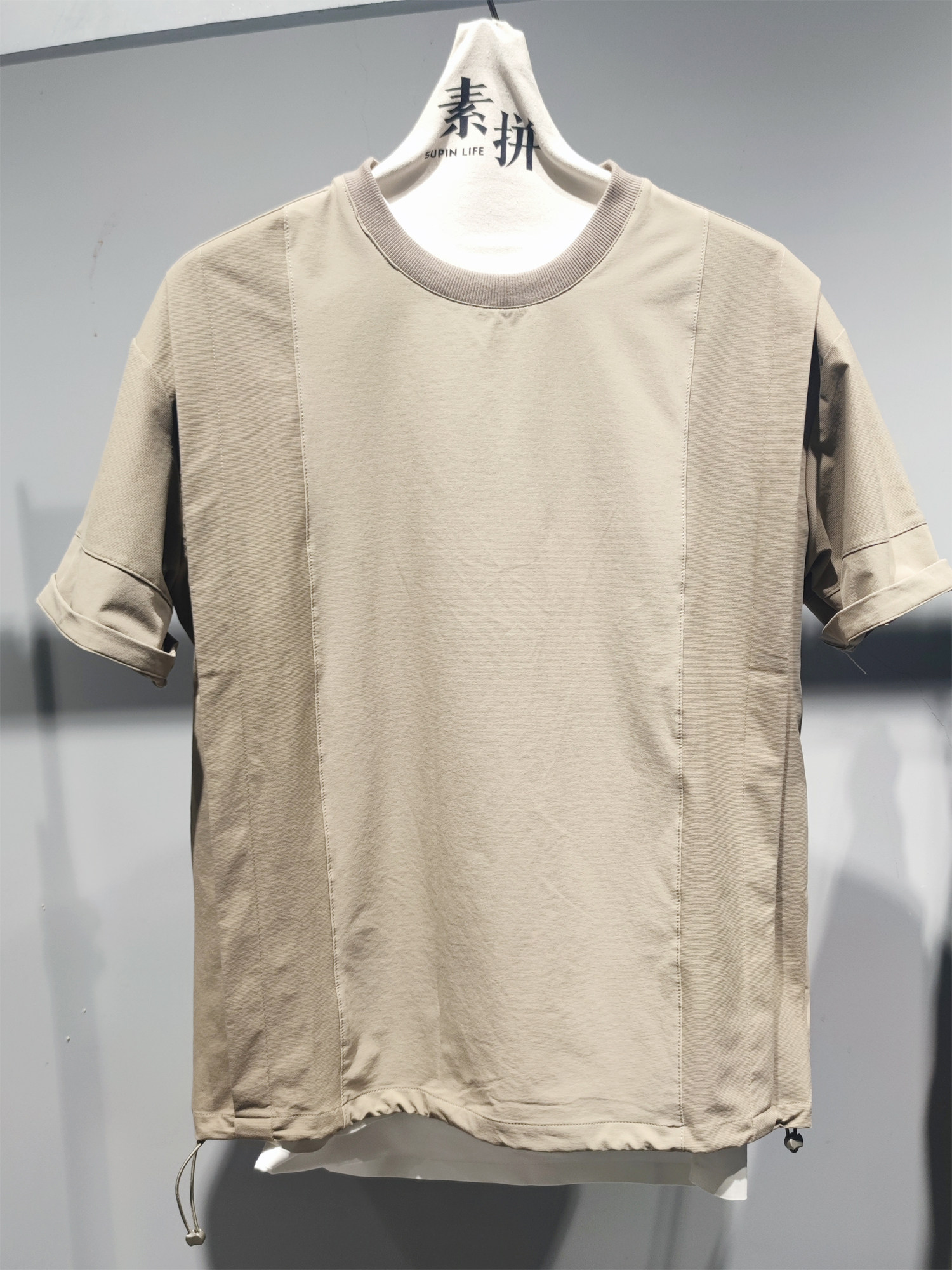 素拼男装2024夏季新款短袖t恤黑标速干凉感科技双褶皱宽松体恤