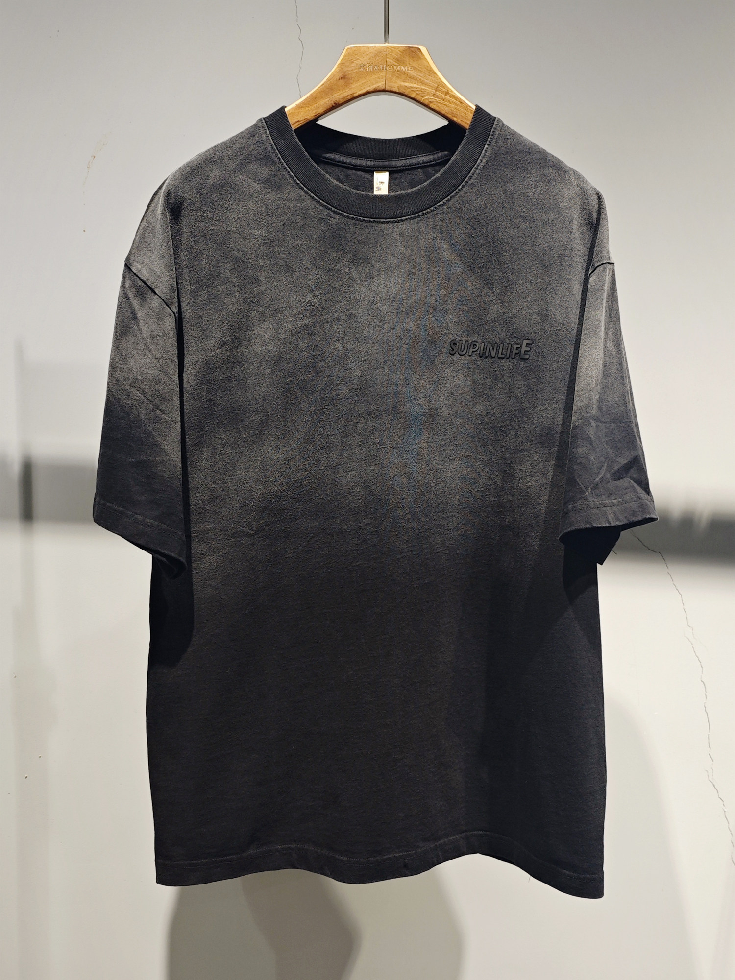 素拼男装2024夏季新款短袖t恤(偏厚)纯棉渐变特宽重磅做旧半袖