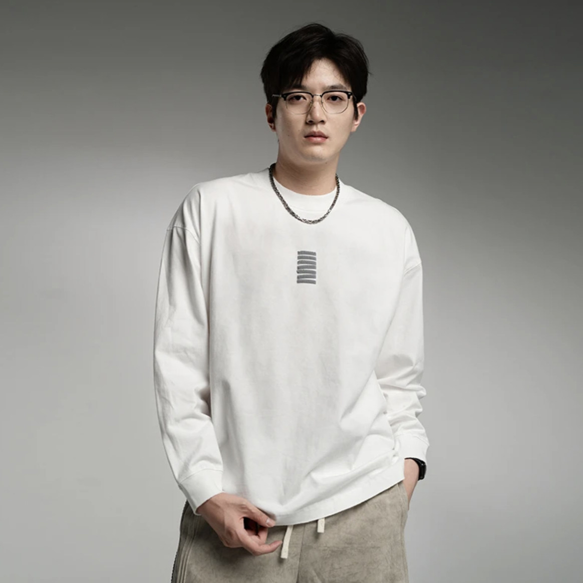 素拼男装2025秋季新款特宽长袖T恤复古oversize做旧SPADT535073BM