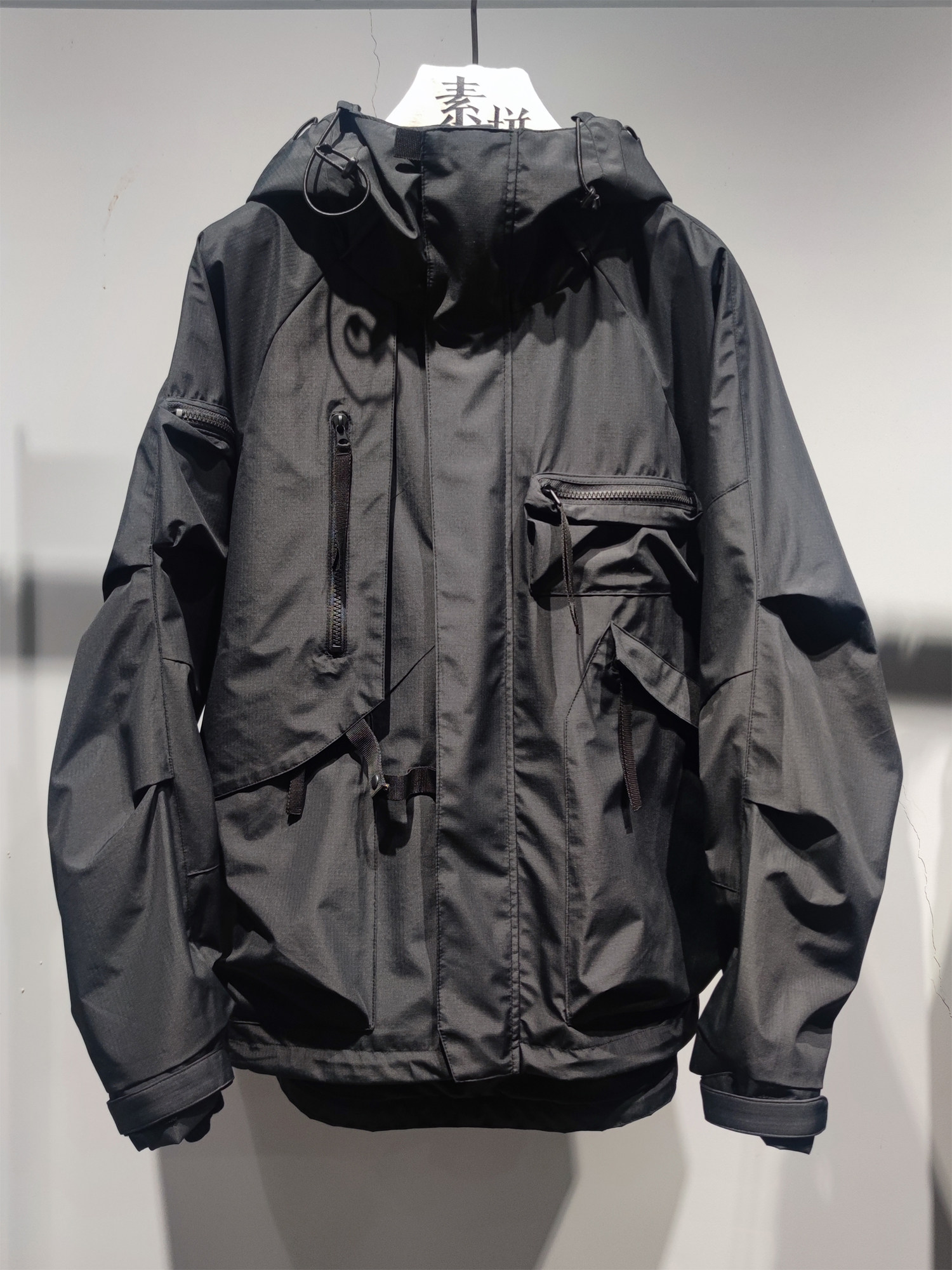 素拼男装2024春季新款夹克潮牌黑武士设计感工装黑标外套外衣连帽