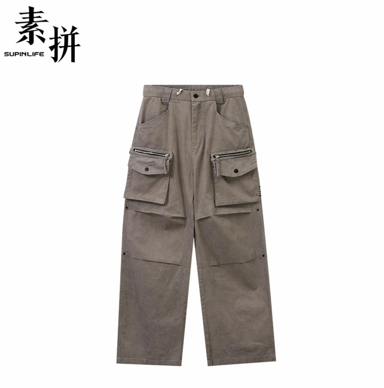 素拼男装夏季新款休闲裤多口袋宽松工装裤直筒潮流SPBXK523127AM