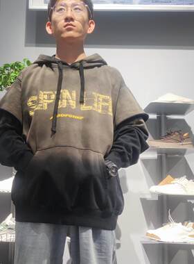 纯棉素拼青春流行连帽卫衣