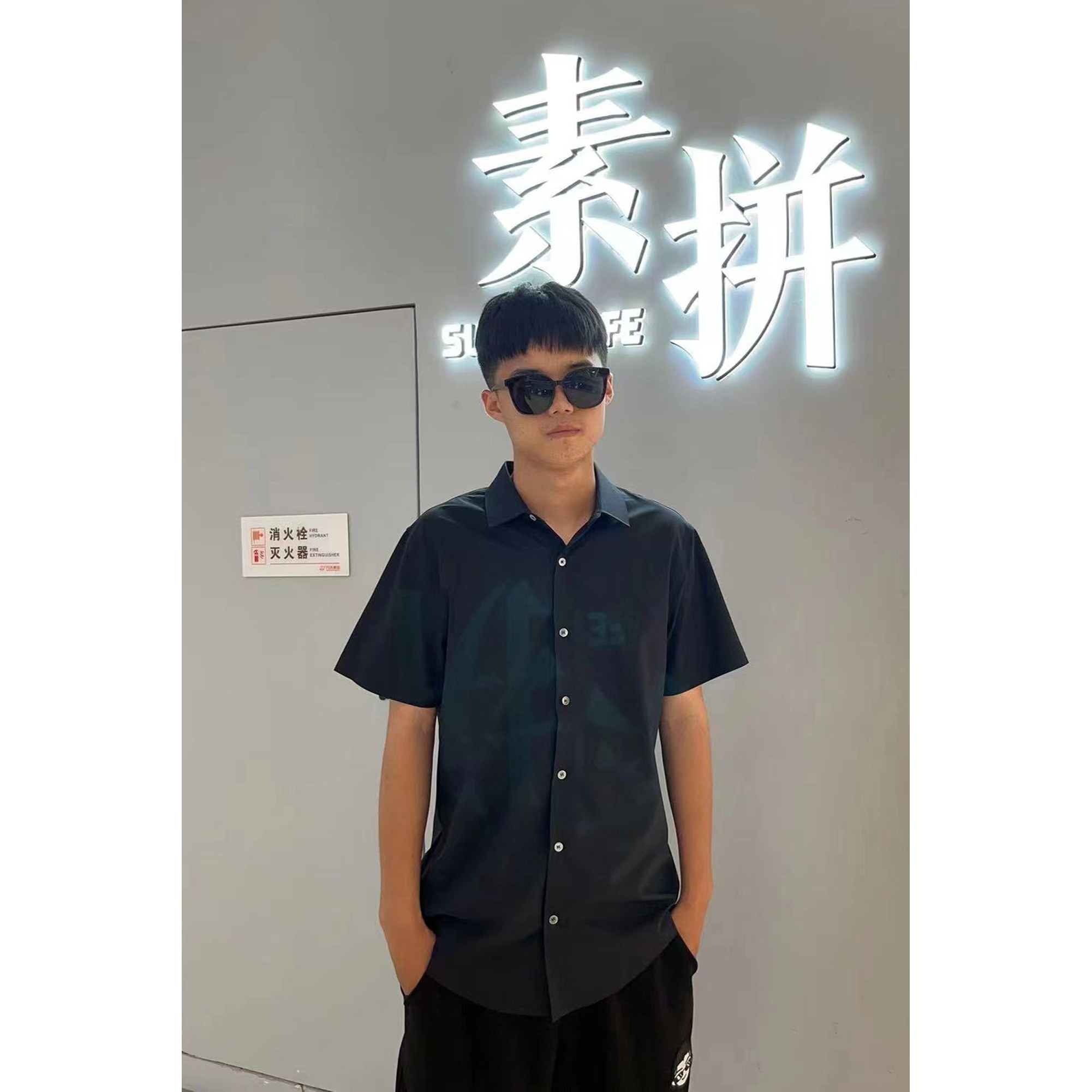 素拼男装K夏季新款短袖衬衫简约通勤百搭