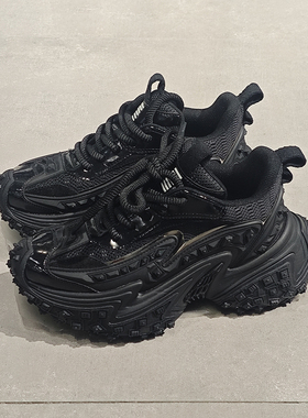 素拼男装2025春季新款休闲鞋飞织系带黑武士老爹鞋SPCSS511203BM