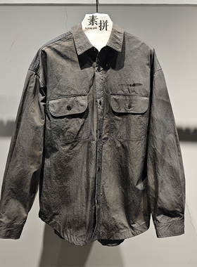 素拼男装2025春秋季新款长袖衬衫男潮复古做旧扎染SPACS511156BM