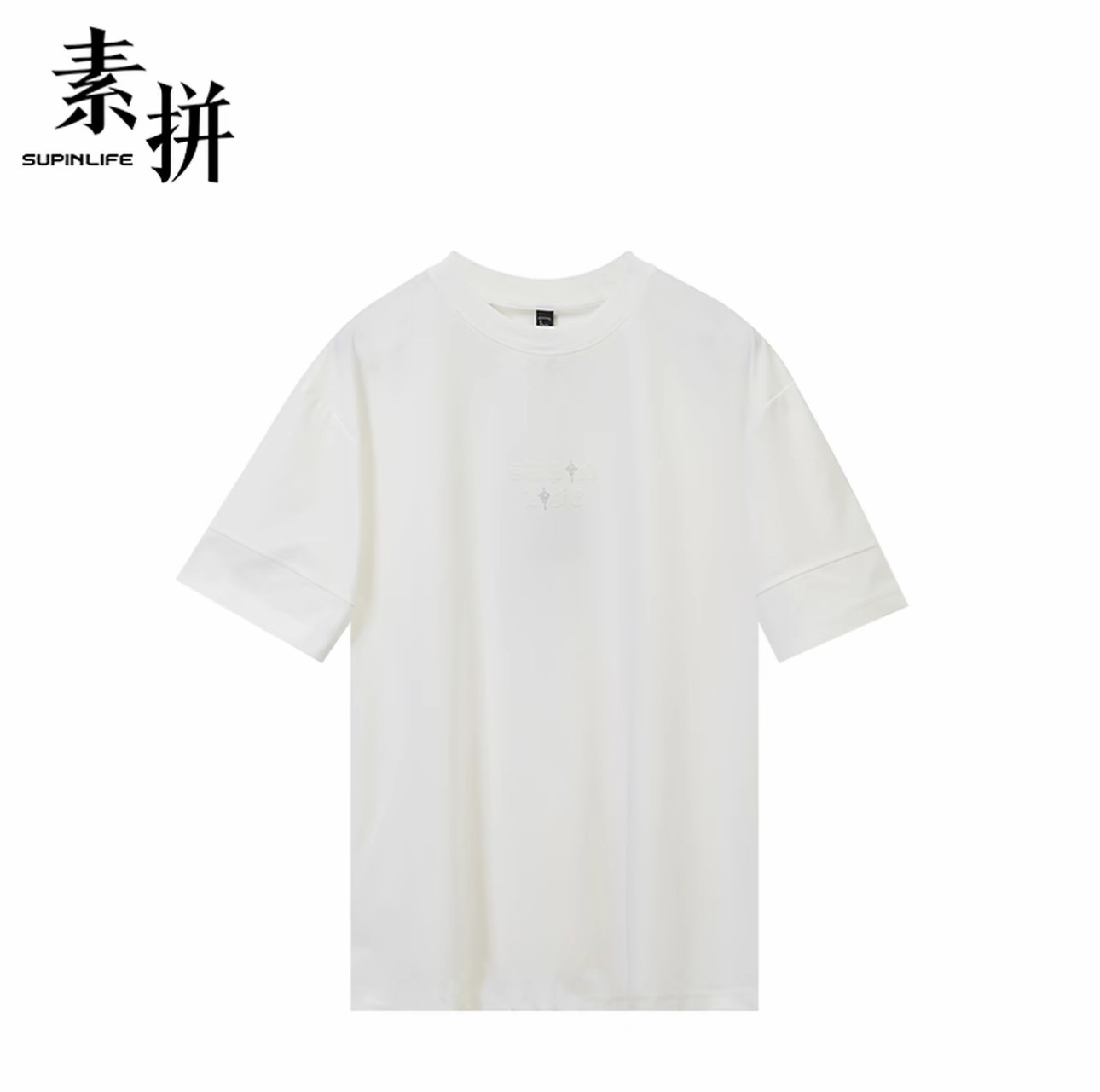 素拼男装夏季新款T恤短袖休闲宽松百搭上衣简约圆领SPADT523319AM图片
