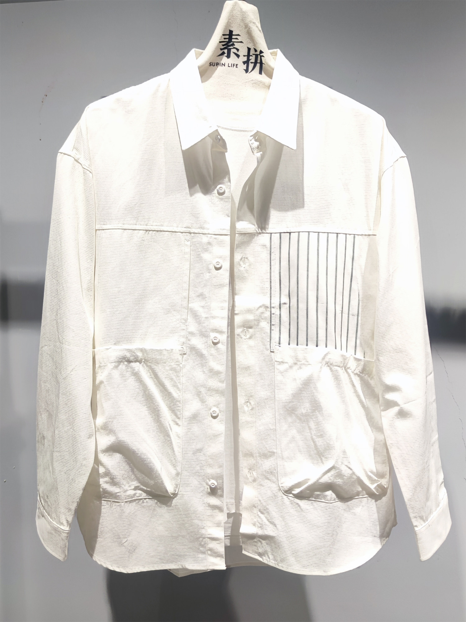 素拼男装春秋季新款长袖衬衫简约宽松百搭青春流行休闲衬衣