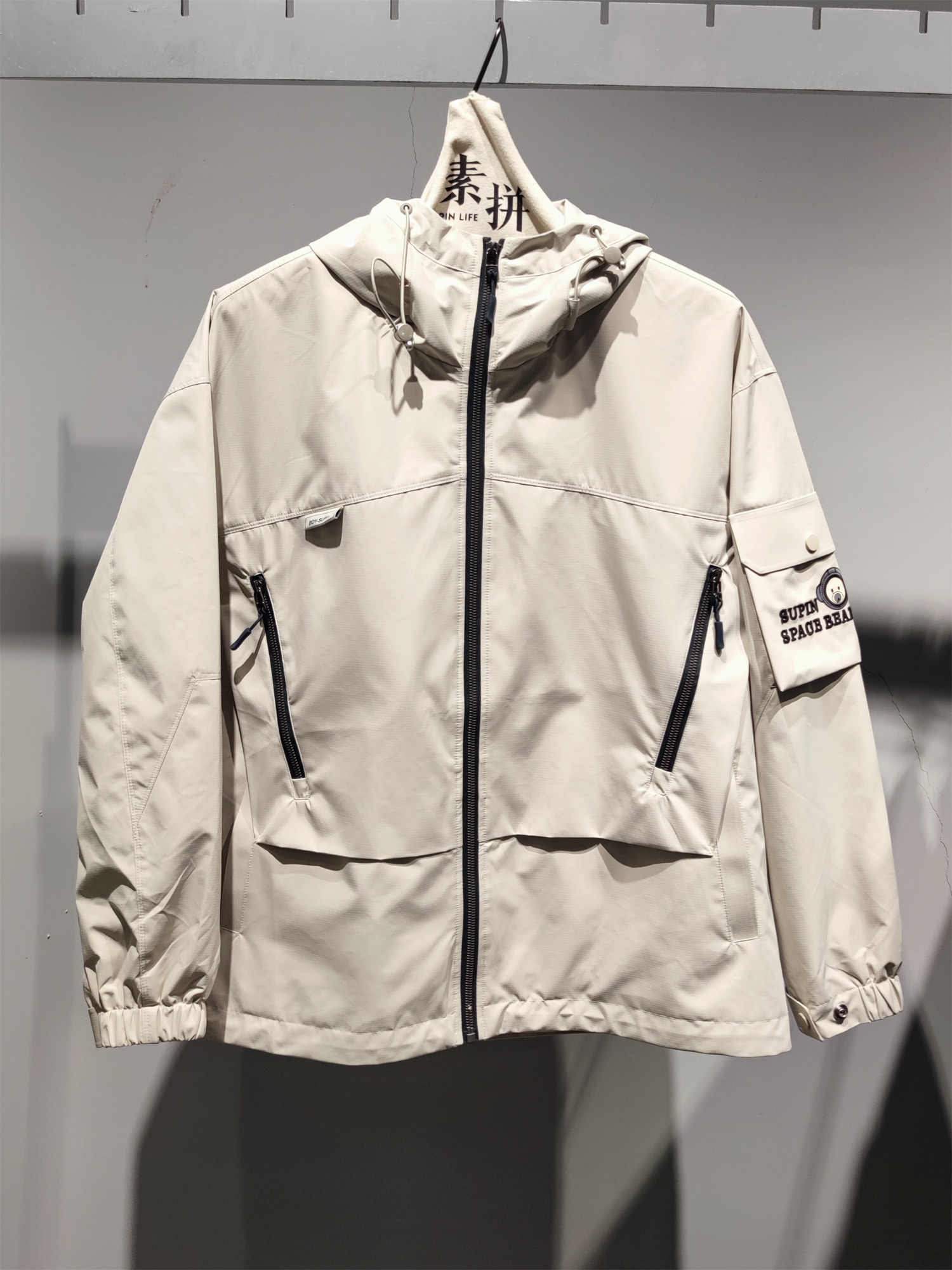 素拼男装连帽春夏宽松设计